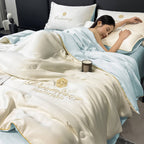 Sommermaschinenwaschbares Seiden-Sommerbettdeckenset, atmungsaktiv und komfortabel