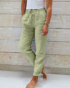 🌿👖 Damenhose aus Baumwolle & Leinen mit elastischem Bund. Perfekt für warme Tage – atmungsaktiv, bequem & lässig im Look 🥰✨ Ideal für Alltag & Freizeit. Hochwertige Naturfasern für ein angenehmes Tragegefühl.