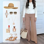 👖✨ Hoch elastische Hose mit Knopf & weitem Bein 🏃‍♀️💨 figurbetont, 3 Längen – bequem für Alltag & Büro