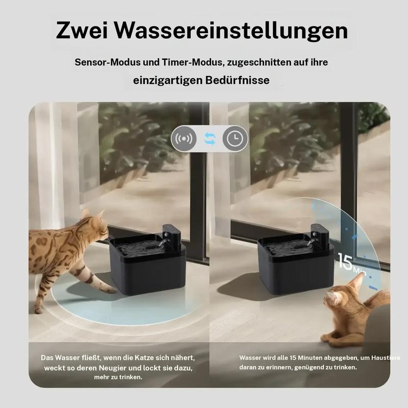 🐾💧 Kabelloser, geräuscharmer Katzenbrunnen 2,2L mit Bewegungssensor 🚰🐱 Batteriebetriebener Trinkbrunnen für Hunde & Katzen. Fördert die Wasseraufnahme, ideal für Haushalte mit mehreren Haustieren. Einfache Reinigung.