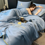 Sommermaschinenwaschbares Seiden-Sommerbettdeckenset, atmungsaktiv und komfortabel