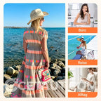 Lässiges Damen V-Ausschnitt Vintage Streifenmuster Ärmelloses Kleid