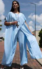 🌸Sommer-Sonderverkauf – 50 % Rabatt💖Einfarbiges Set aus schulterfreiem Oberteil und Hose