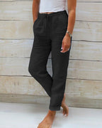 🌿👖 Damenhose aus Baumwolle & Leinen mit elastischem Bund. Perfekt für warme Tage – atmungsaktiv, bequem & lässig im Look 🥰✨ Ideal für Alltag & Freizeit. Hochwertige Naturfasern für ein angenehmes Tragegefühl.