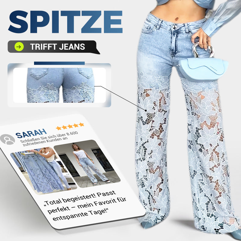👖🌸 Gespleißte Spitzen-Jeans: Nachhaltiger Komfort & eleganter Style für den Sommer! 👗💃 50% Rabatt – Jetzt zugreifen!