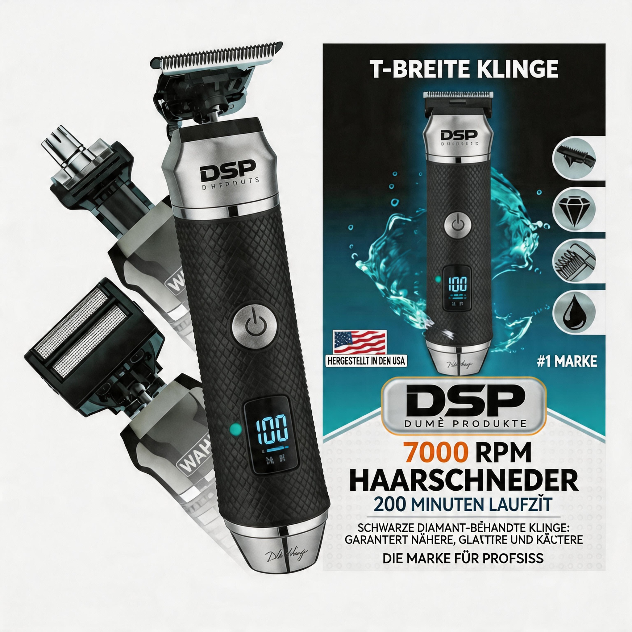 ✂️🧔 50 % RABATT – Luxuriöses 3-in-1 Profi-Pflegeset ⚡🔋: T-Klingen-Trimmer, Folienrasierer, Nasenhaartrimmer – LED-Display, USB-Ladung – perfekt für unterwegs & präzise Nass-/Trockenrasur.