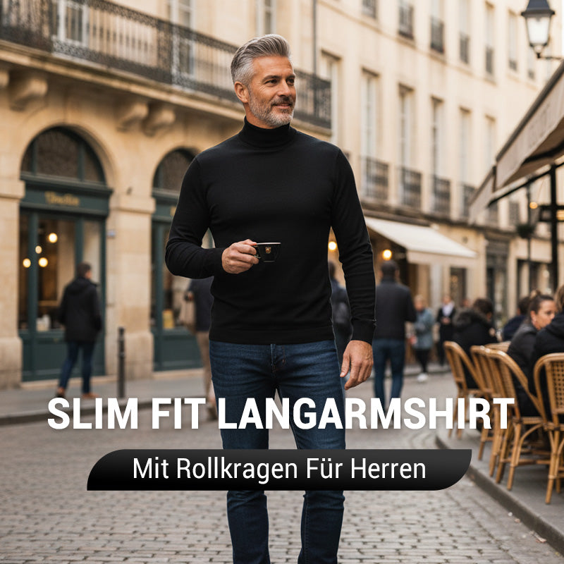 👑👑2025 neuestes Modell👔👔Slim Fit Langarm-T-Shirt für Herren mit Stehkragen
