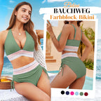 🔥2025 Neuer Typ 49% Rabatt💥Hoch taillierte Bikini-Sets mit Bauchkontrolle und Farbblock-Design👙
