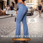 👖💕 Stretch-Schlagjeans mit hohem Bund – Perfekt für den Frühling! ✨ Bequem, schlank, nachhaltig 👖 Ideal für Alltag & Freizeit.