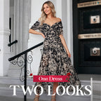 🌸Neuerscheinung 50% RABATT💖 Damen Trägerlos-Kleid mit V-Ausschnitt und Druck