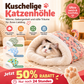 ⏳50% RABATT! 🐱 Flauschiger Katzen-Winterschlafsack – halbgeschlossene Kuschelhöhle mit Cartoon-Muster😴