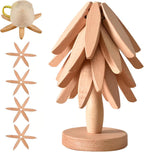 🧑‍🎄Heißer Weihnachtsverkauf - 61 % Rabatt🎄🎄Isolierte Untersetzer Massivholz-Weihnachtsbaum-Untersetzer