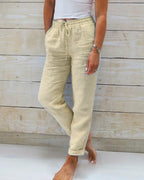🌿👖 Damenhose aus Baumwolle & Leinen mit elastischem Bund. Perfekt für warme Tage – atmungsaktiv, bequem & lässig im Look 🥰✨ Ideal für Alltag & Freizeit. Hochwertige Naturfasern für ein angenehmes Tragegefühl.