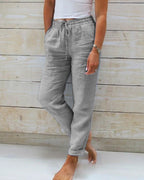 🌿👖 Damenhose aus Baumwolle & Leinen mit elastischem Bund. Perfekt für warme Tage – atmungsaktiv, bequem & lässig im Look 🥰✨ Ideal für Alltag & Freizeit. Hochwertige Naturfasern für ein angenehmes Tragegefühl.