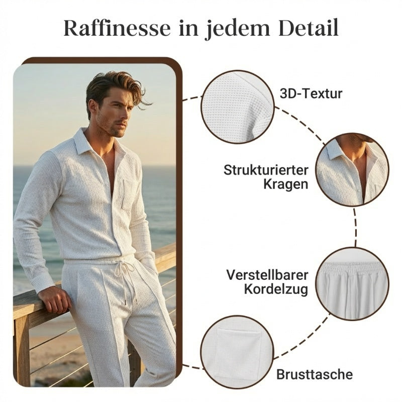 👕🧶Waffle-Set für Herren: Atmungsaktiv & extrem bequem 👖✨ für vielseitige Looks im Alltag – Nachhaltige Qualität, 50% reduziert!
