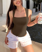 Frauen gerippt ärmellose Körperform ung Bauchs traffung und Hüft straffung Overall