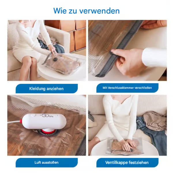 💨🧳 Reise-Vakuierer mit USB – 6 Kompressionsbeutel ✨⚡ Platzsparend & leicht für unterwegs – 50% Rabatt!