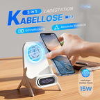⚡🔋 Magnetischer 2-in-1 Kabellose Ladestand Ablegen & sofort laden – Aufnehmen & sofort nutzen 🔄📱 Perfekt für Arbeitsplatz & Nachtisch – Kein Kabelwirrwarr, starke Magnethaftung.