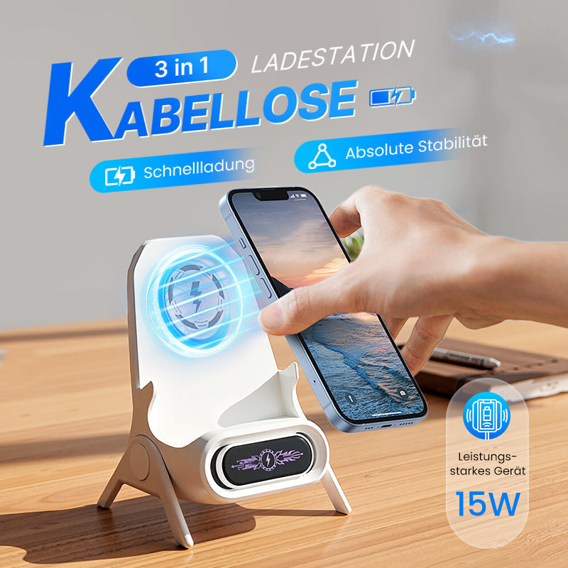 ⚡🔋 Magnetischer 2-in-1 Kabellose Ladestand Ablegen & sofort laden – Aufnehmen & sofort nutzen 🔄📱 Perfekt für Arbeitsplatz & Nachtisch – Kein Kabelwirrwarr, starke Magnethaftung.