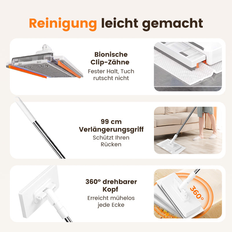 🧹✨ Einweg-Staubmopp mit 4 waschbaren Bezügen & 50% Rabatt – Praktisch, hygienisch & nachhaltig 🏠💫 für blitzsaubere Böden!