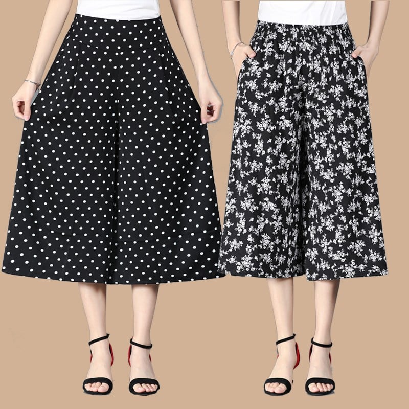 🔥HEISSER VERKAUF🔥Damen-Culottes mit weitem Bein und plissiertem Chiffon