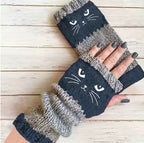 🐱🐱2025 neuestes Modell🧤🧤Damen-Strickhandschuhe ohne Finger mit süßem Katzenmuster