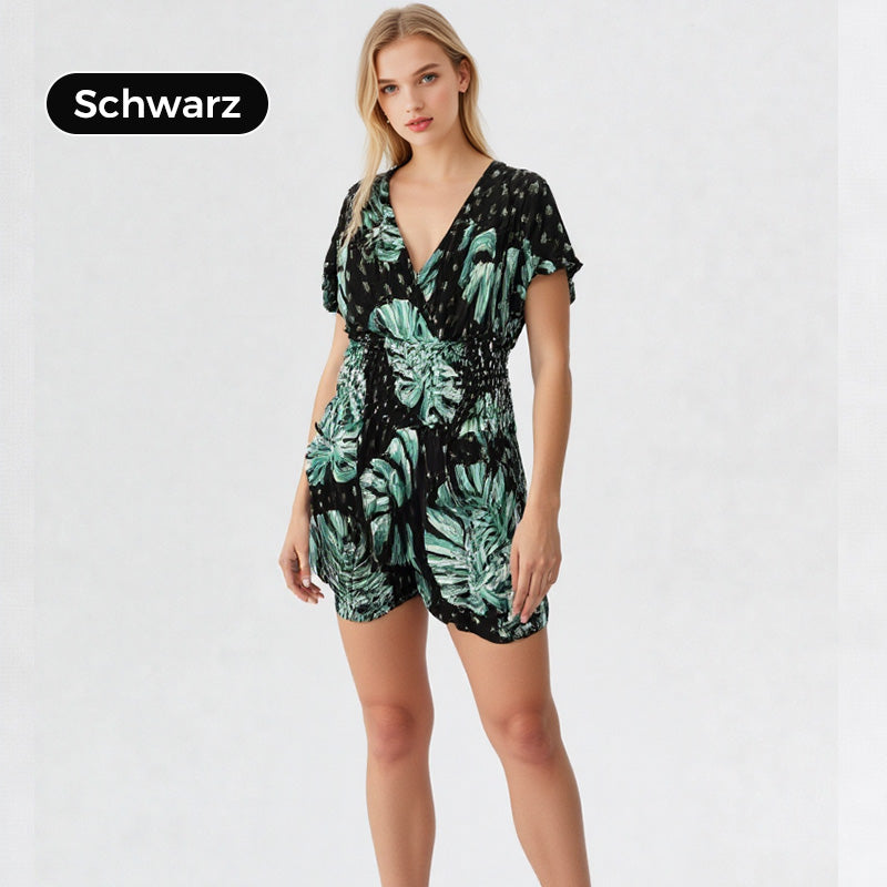 🩷HEISSER VERKAUF 62% RABATT🩷Overall mit elastischer Taille und botanischem Print für Damen