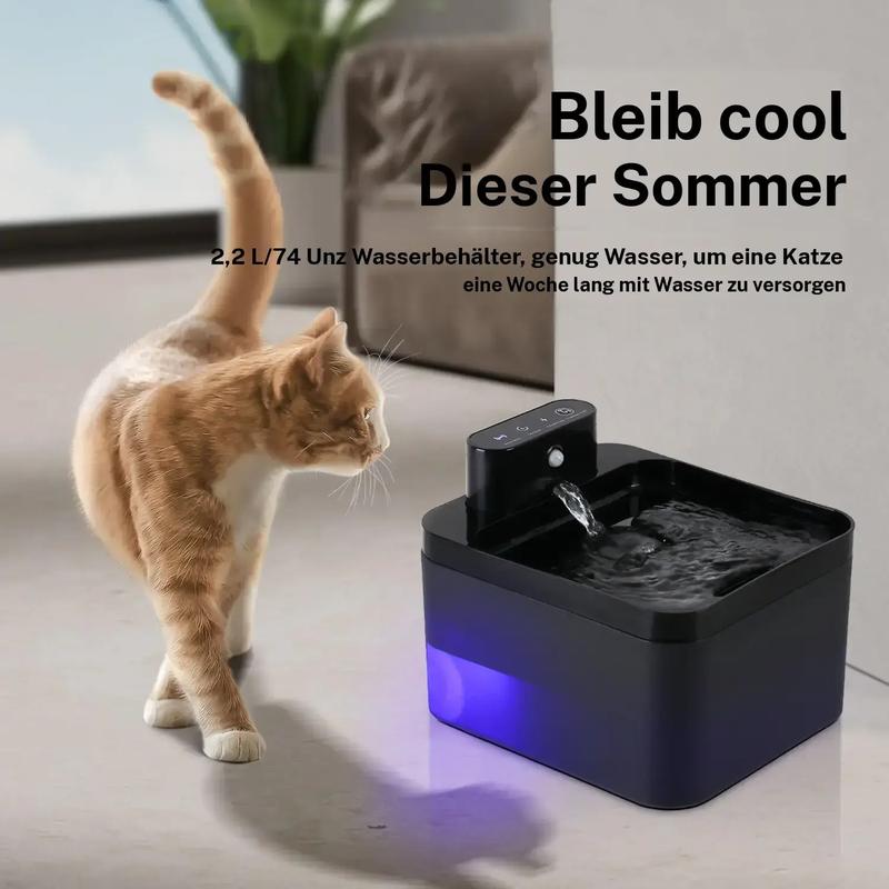 🐾💧 Kabelloser, geräuscharmer Katzenbrunnen 2,2L mit Bewegungssensor 🚰🐱 Batteriebetriebener Trinkbrunnen für Hunde & Katzen. Fördert die Wasseraufnahme, ideal für Haushalte mit mehreren Haustieren. Einfache Reinigung.
