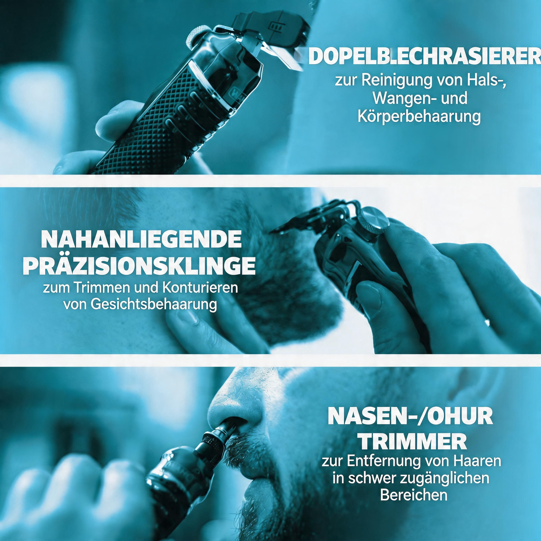 ✂️🧔 50 % RABATT – Luxuriöses 3-in-1 Profi-Pflegeset ⚡🔋: T-Klingen-Trimmer, Folienrasierer, Nasenhaartrimmer – LED-Display, USB-Ladung – perfekt für unterwegs & präzise Nass-/Trockenrasur.