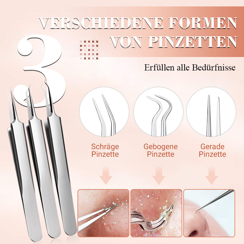 ⚡ 50% RABATT! ✨ EDELSTAHL-MITESSERENTFERNER - 7-teiliges Set für Tiefenreinigung, Präzisionswerkzeuge für Gesichtspflege, Sterilisierbar und Hautschonend 🌟🧴