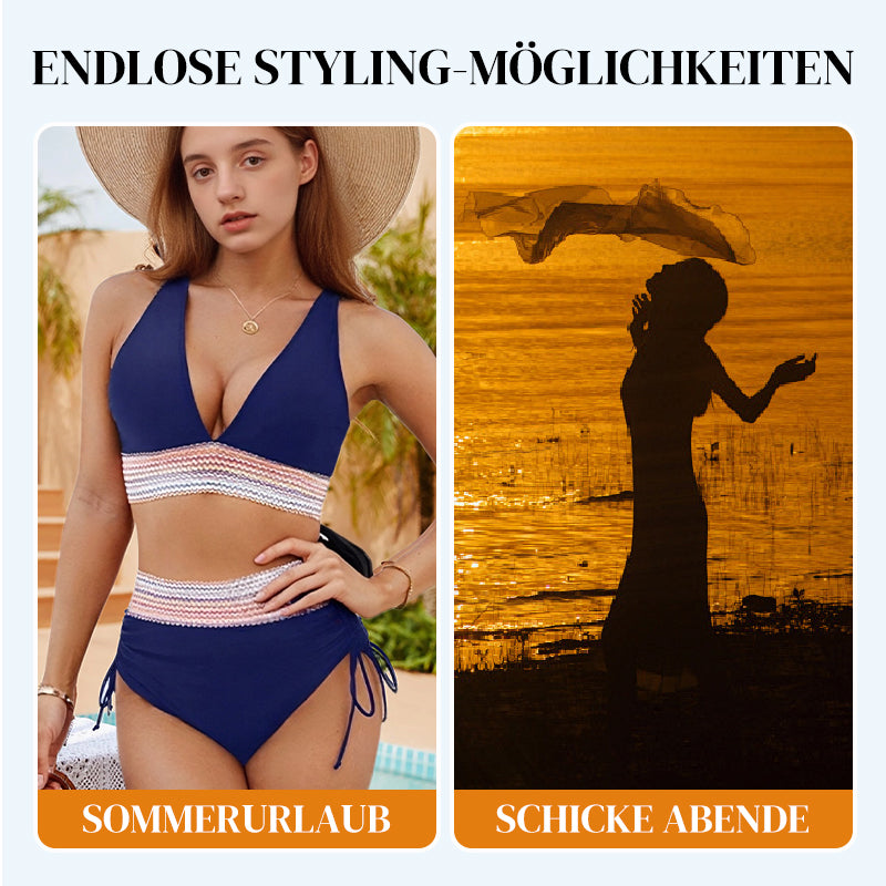 🔥2025 Neuer Typ 49% Rabatt💥Hoch taillierte Bikini-Sets mit Bauchkontrolle und Farbblock-Design👙