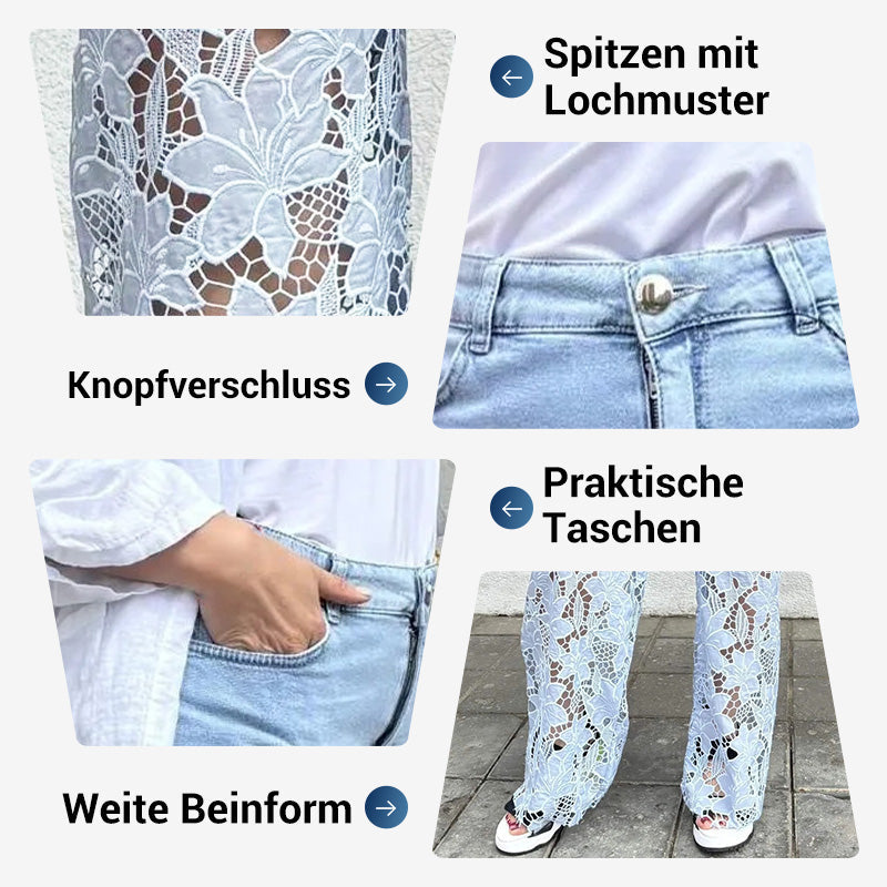 👖🌸 Gespleißte Spitzen-Jeans: Nachhaltiger Komfort & eleganter Style für den Sommer! 👗💃 50% Rabatt – Jetzt zugreifen!