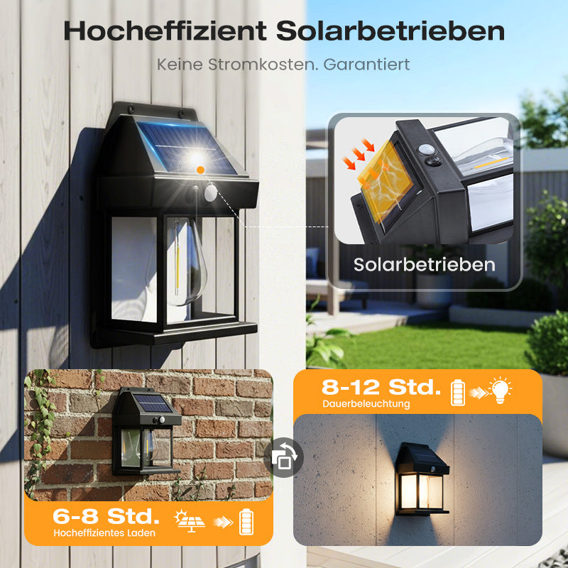 🏠✨ 2 kaufen, 1 gratis! Bewegungs-Sensor Solar-Wandleuchte in Wolfram-Design – automatisch, wetterfest & energieautark. Perfekte Sicherheitsbeleuchtung für Garten und Eingang. 🌞🔋