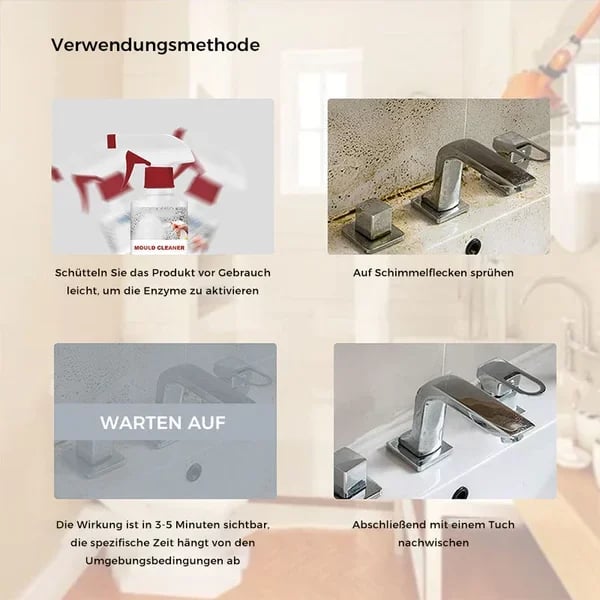 🧼✨ Schimmel- & Mehltau-Entferner Schaumspray 🧽🚫 Ohne Bleichmittel, einfache Anwendung & langanhaltender Schutz für Bad & Küche