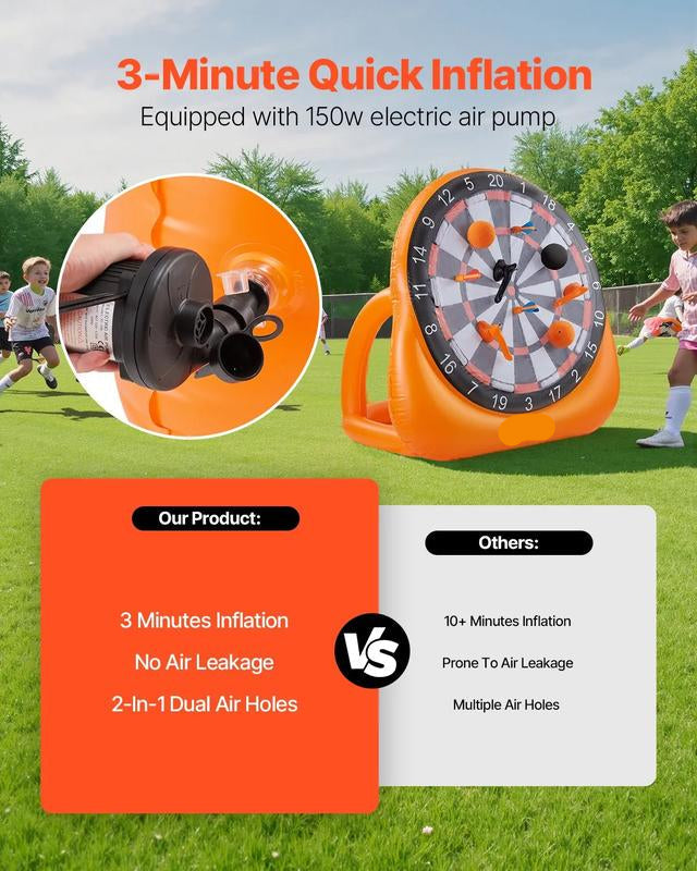 Aufblasbare Fußball-Dartscheibe, riesige Fußball-Dartscheibe, kommt mit 2 Fußbällen und Luftpumpe, lässt sich in 3 Minuten installieren, ideal für große Gartenspiele.