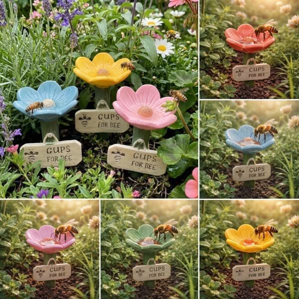 🌿🌸 Keramische Bienentränke in Blütenform💦🐝Praktischer Wasserspender für Bienen, wetterfest & nachhaltig – schonend für Insekten!