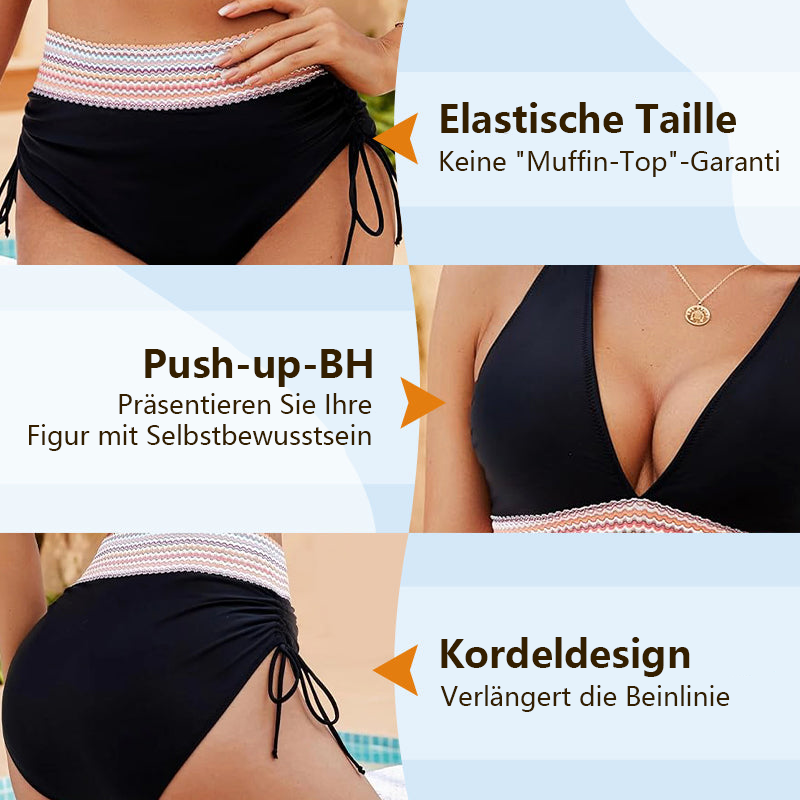 🔥2025 Neuer Typ 49% Rabatt💥Hoch taillierte Bikini-Sets mit Bauchkontrolle und Farbblock-Design👙
