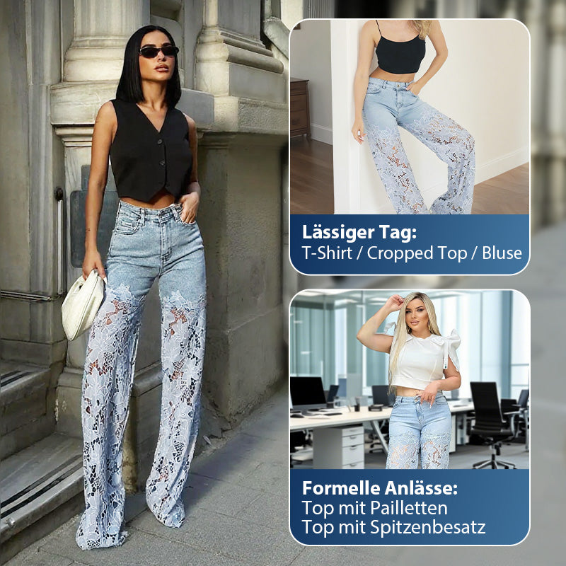 👖🌸 Gespleißte Spitzen-Jeans: Nachhaltiger Komfort & eleganter Style für den Sommer! 👗💃 50% Rabatt – Jetzt zugreifen!