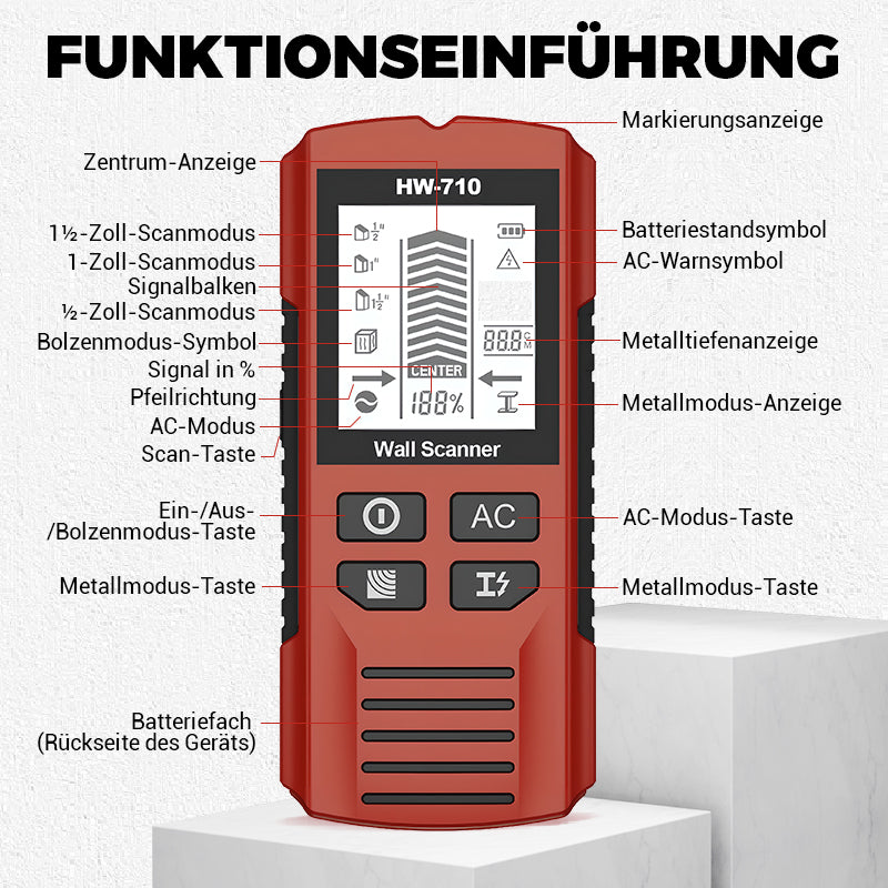 🔍🏗️【Handheld-Metall-/Wanddetektor】Mit 40% Rabatt – Präzise Ortung & Multifunktions-Scan in Einem! 💡⚙️ Sofort Erkennen von Metall und Hohlräumen.