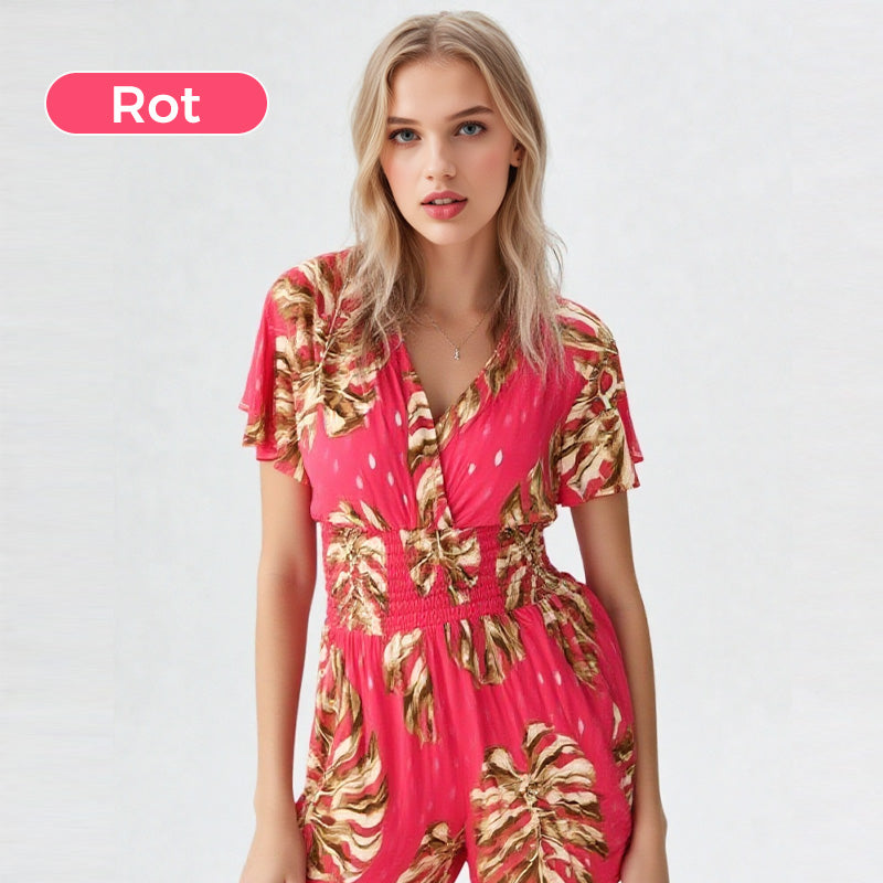 🩷HEISSER VERKAUF 62% RABATT🩷Overall mit elastischer Taille und botanischem Print für Damen