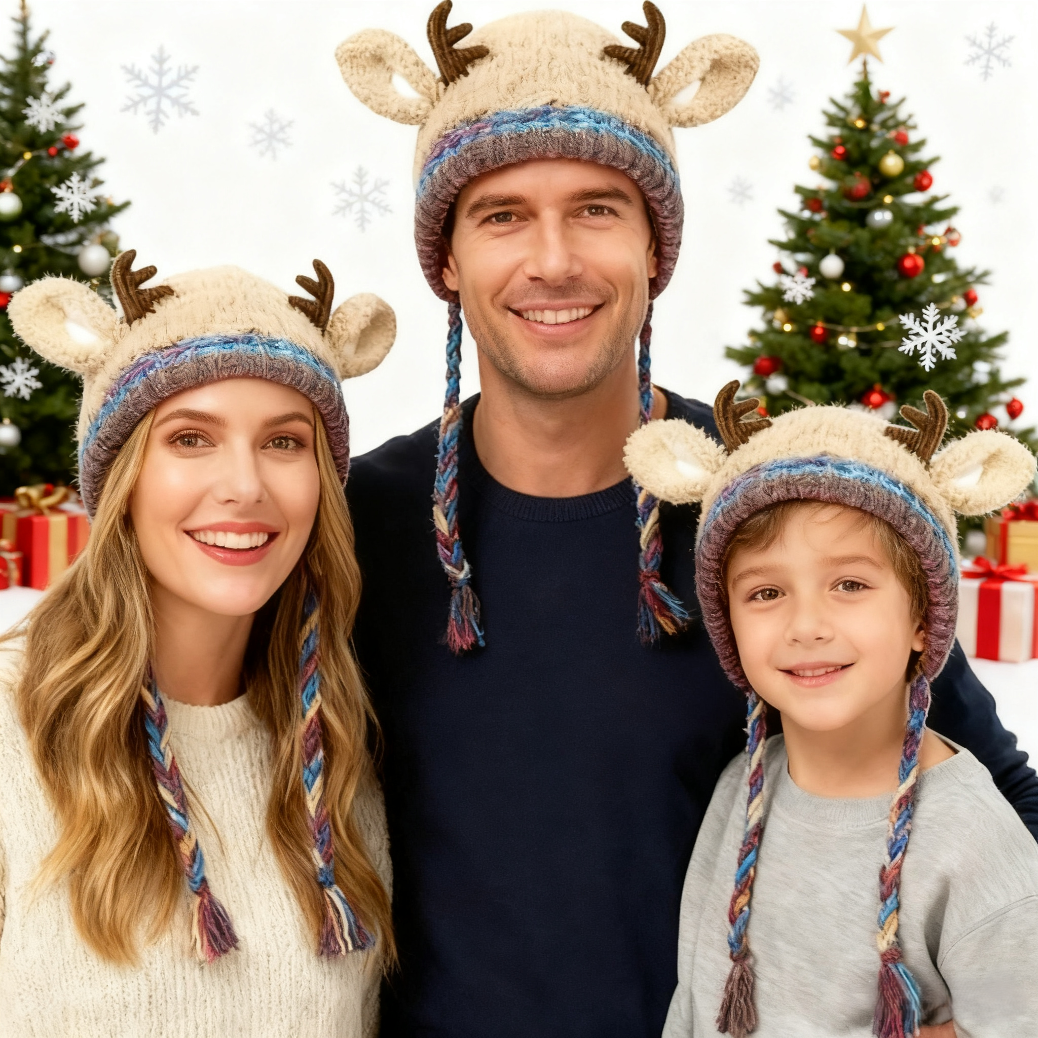 🎄🦌2025 Neuestes Modell: 51 % Rabatt für begrenzte Zeit 🧶🎁 Originelles Design Festliche Weihnachtsmütze mit Geweih【In eine Tasche umwandelbar】