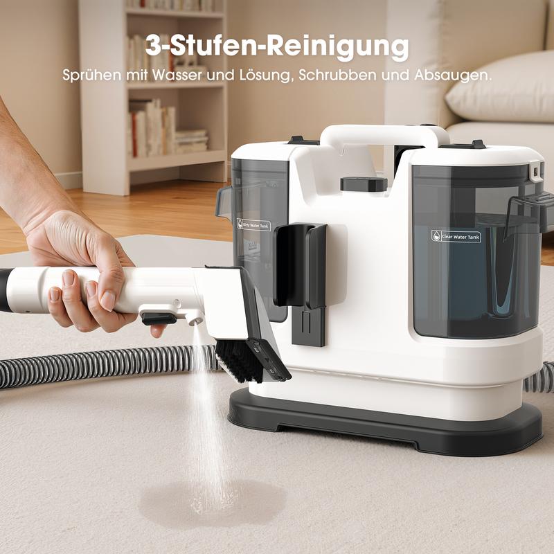 💎✨ 4-in-1 Heisswasser-Stoffreiniger 🧼🏆 Professionelle Tiefenreinigung für Sofa, Teppich & Auto – Flecken weg in 3 Schritten. Dual-Tank, ergonomisch, leise & schonend. Für anspruchsvolle Haushalte.
