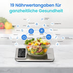 ⚖️📊 Küchenwaage digital – misst 19 Nährwerte & Kalorien per App, 5kg Edelstahl 🥗✅ für gesunde Ernährung & Gewichtsverlust