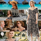 🌸Neuerscheinung 50% RABATT💖 Damen Trägerlos-Kleid mit V-Ausschnitt und Druck