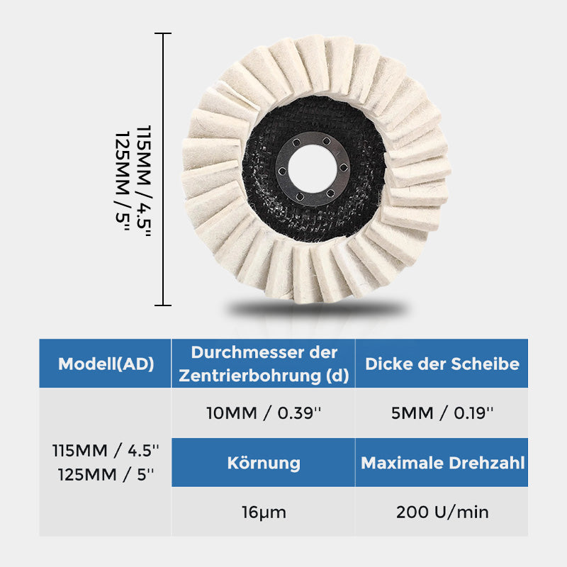 🧽✨ Wollpolierscheibe für Winkelschchleifer – Hochglanz-Spiegelfinish! 🚀⚡ Langlebig, vielseitig & ideal für Auto, Metall & Stein. Jetzt 53% Rabatt sichern! 🔧💯