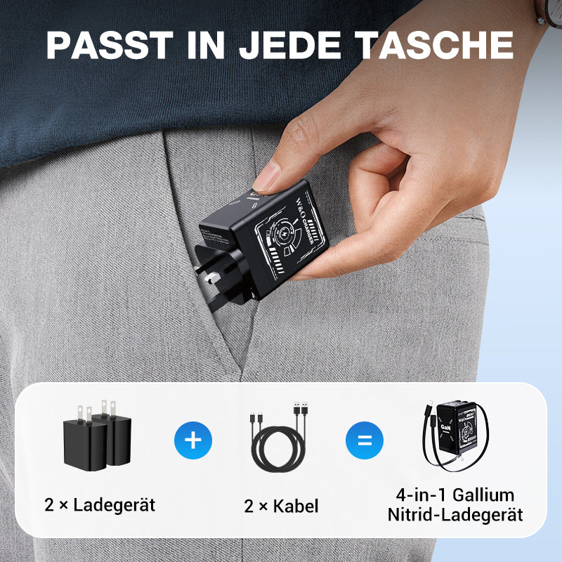 🏆59 % Rabatt✨Das neueste Modell von 2025 ⚡USB-C Schnellladestation mit einziehbarem Kabel – Universell einsetzbar