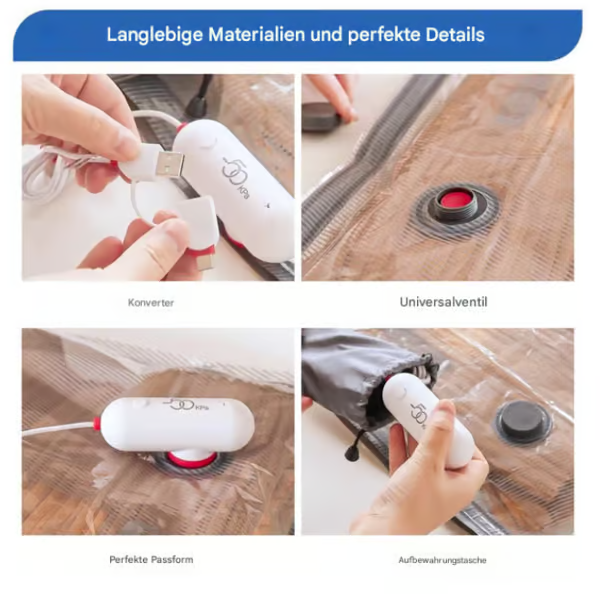 💨🧳 Reise-Vakuierer mit USB – 6 Kompressionsbeutel ✨⚡ Platzsparend & leicht für unterwegs – 50% Rabatt!