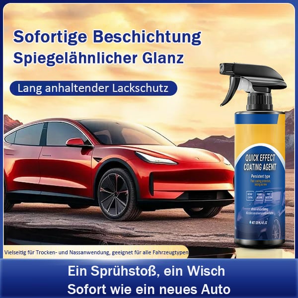 🔥🎁 Fortschrittliches Auto-Schnellbeschichtungsspray – 49% Rabatt heute! 💧✨ Sorgt für langanhaltenden Glanz & effektiven Schutz lackierter Oberflächen. Einfache Anwendung.