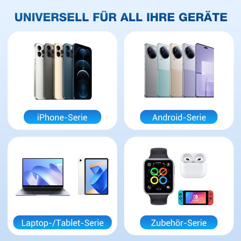 🏆59 % Rabatt✨Das neueste Modell von 2025 ⚡USB-C Schnellladestation mit einziehbarem Kabel – Universell einsetzbar