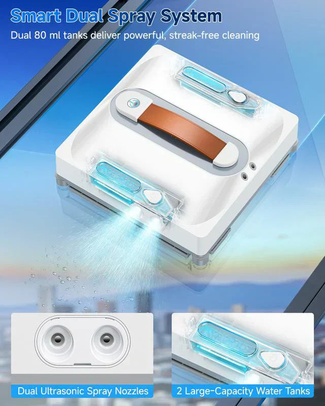 🧹✨ Fensterreinigungsroboter mit Smart Dual Spray – 8-facher Sicherheit, streifenfrei & zeitsparend ✨🧹 Ideal für Hochhaus-Bewohner und glatte Oberflächen!